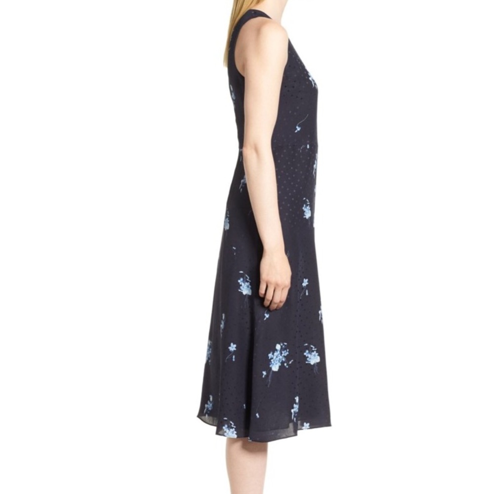 $300 NWT!!! 100% Silk Nordstrom Signature Floral Midi Dress - Picture 3 of 6